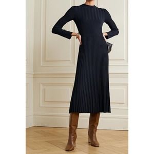 MaxMara Nausica Ribbed Knit Long Sleeve Midi Dress